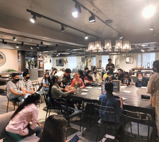 Students at interior design class at IADA, Noida center